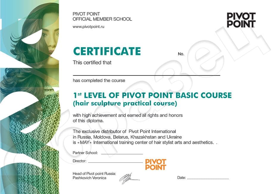 Сертификат Базовые курсы парикмахера Pivot Point